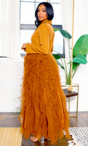 About It | Ruffle Detail Blazer Dress - Rust - Cutely Covered