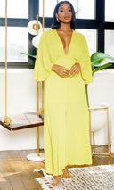 Classy Elegance | Cape Maxi Dress - Chartreuse - Cutely Covered