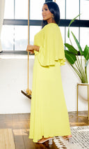 Classy Elegance | Cape Maxi Dress - Chartreuse - Cutely Covered
