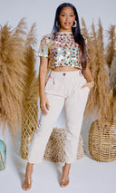 Chic Buttoned Elegance | High-Waist Trousers - Taupe - Cutely Covered