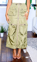 Emma | Two-Way Zipper Skirt - Olive - Cutely Covered