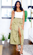 Emma | Two-Way Zipper Skirt - Olive - Cutely Covered
