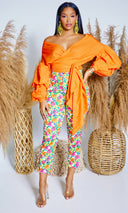 Blossom | Floral Print Pants - Orange Print - Cutely Covered