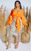 Blossom | Floral Print Pants - Orange Print - Cutely Covered