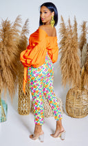 Blossom | Floral Print Pants - Orange Print - Cutely Covered