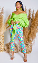 Blossom | Floral Print Pants- Blue Print - Cutely Covered