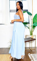 Cindy’s Classic | Wide Leg Denim Jumpsuit - Blue FINAL SALE - Cutely Covered