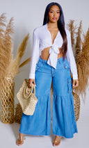 Pure Knot Bliss | Front Tie Crop Top - White - Cutely Covered