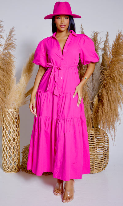 Still Slaying Maxi Dress - Fuchsia - Cutely Covered