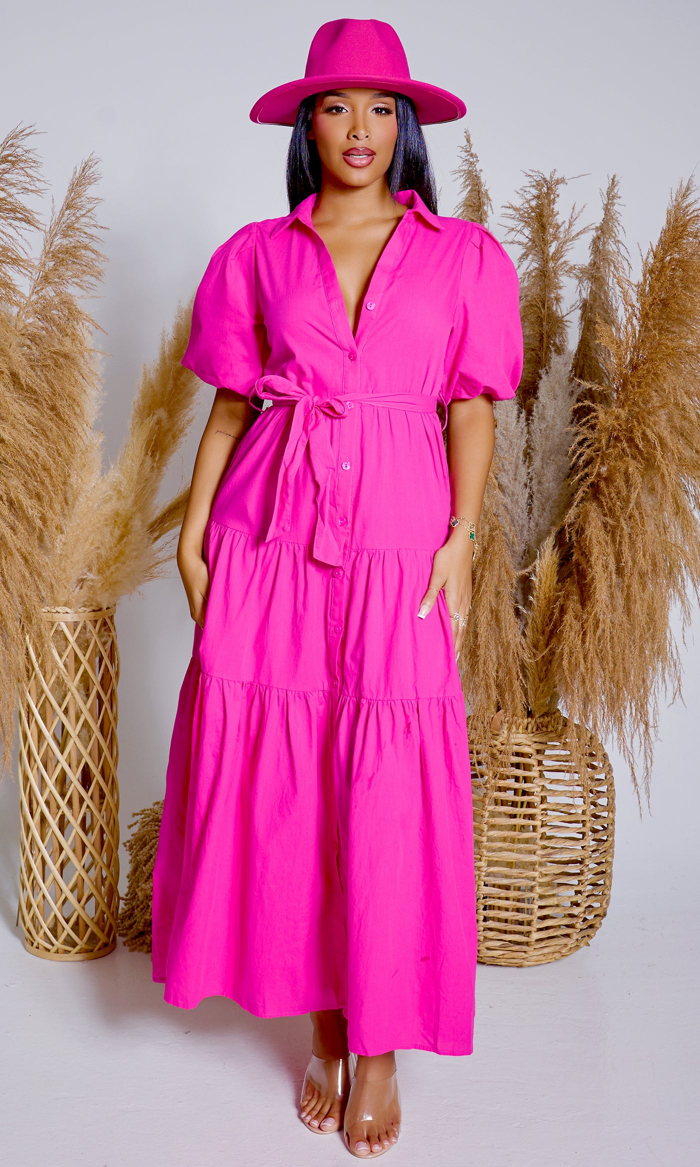 Still Slaying Maxi Dress - Fuchsia - Cutely Covered