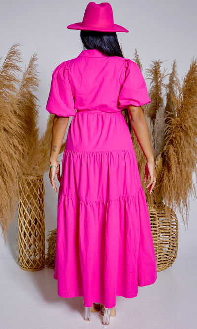 Still Slaying Maxi Dress - Fuchsia - Cutely Covered