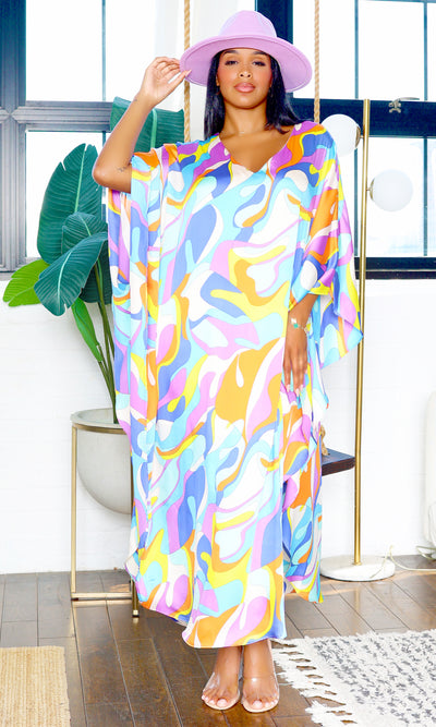 Lilliam Vibrance Vibes | Abstract Kaftan Dress - Multicolor