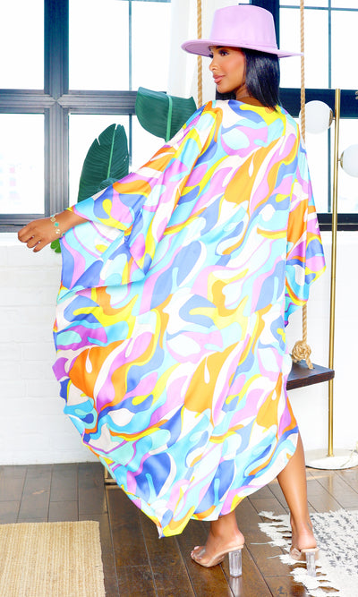 LILLIAM VIBRANCE VIBES | ABSTRACT KAFTAN DRESS - MULTICOLOR