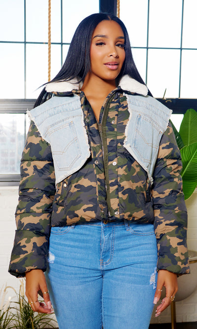 Camo Puffer Jacket - Cutely Covered
