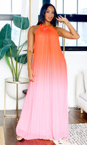 Mia Blooms | Ombre Flowy High Neck Maxi Dress - Multi FINAL SALE - Cutely Covered