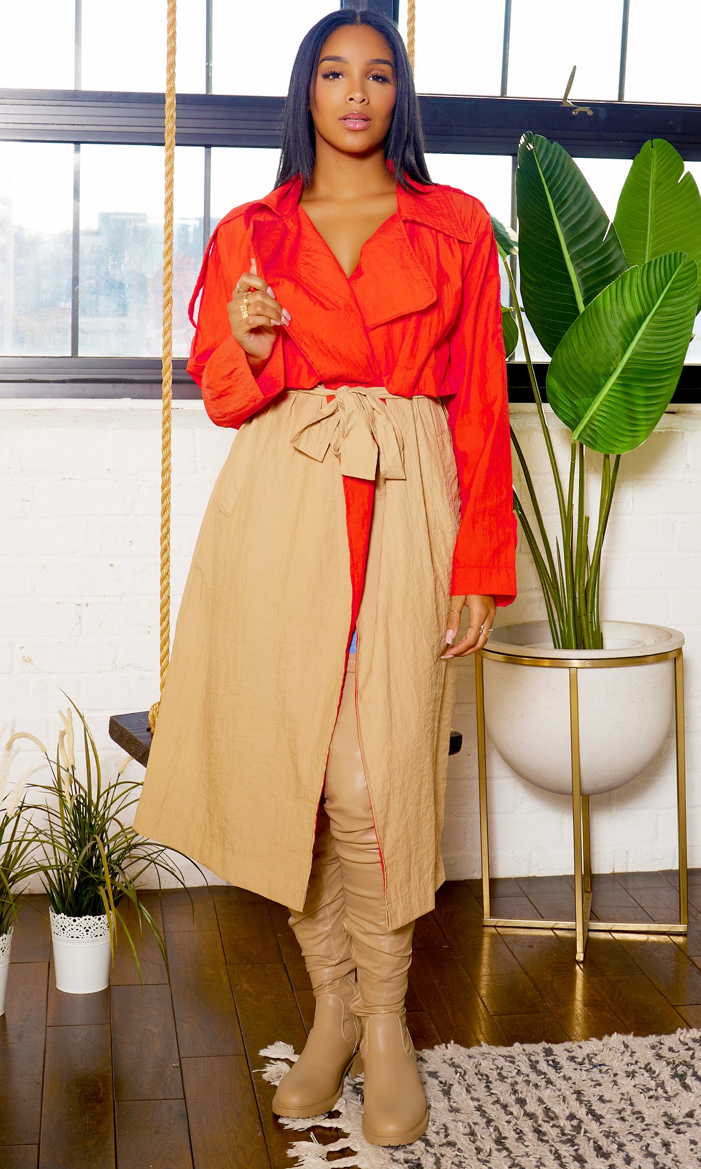Color Block Trench - Cutely Covered