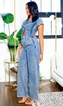Eliana | Crop Denim Vest & Pants Set - Cutely Covered