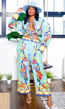 Evelyn | Heaven Bird Print Wide Leg Pants Set - Multi Color PREORDER - Cutely Covered