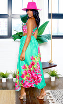 Elizabeth | Floral One Shoulder Bikini & Coverup Set - Green Pink PREORDER - Cutely Covered