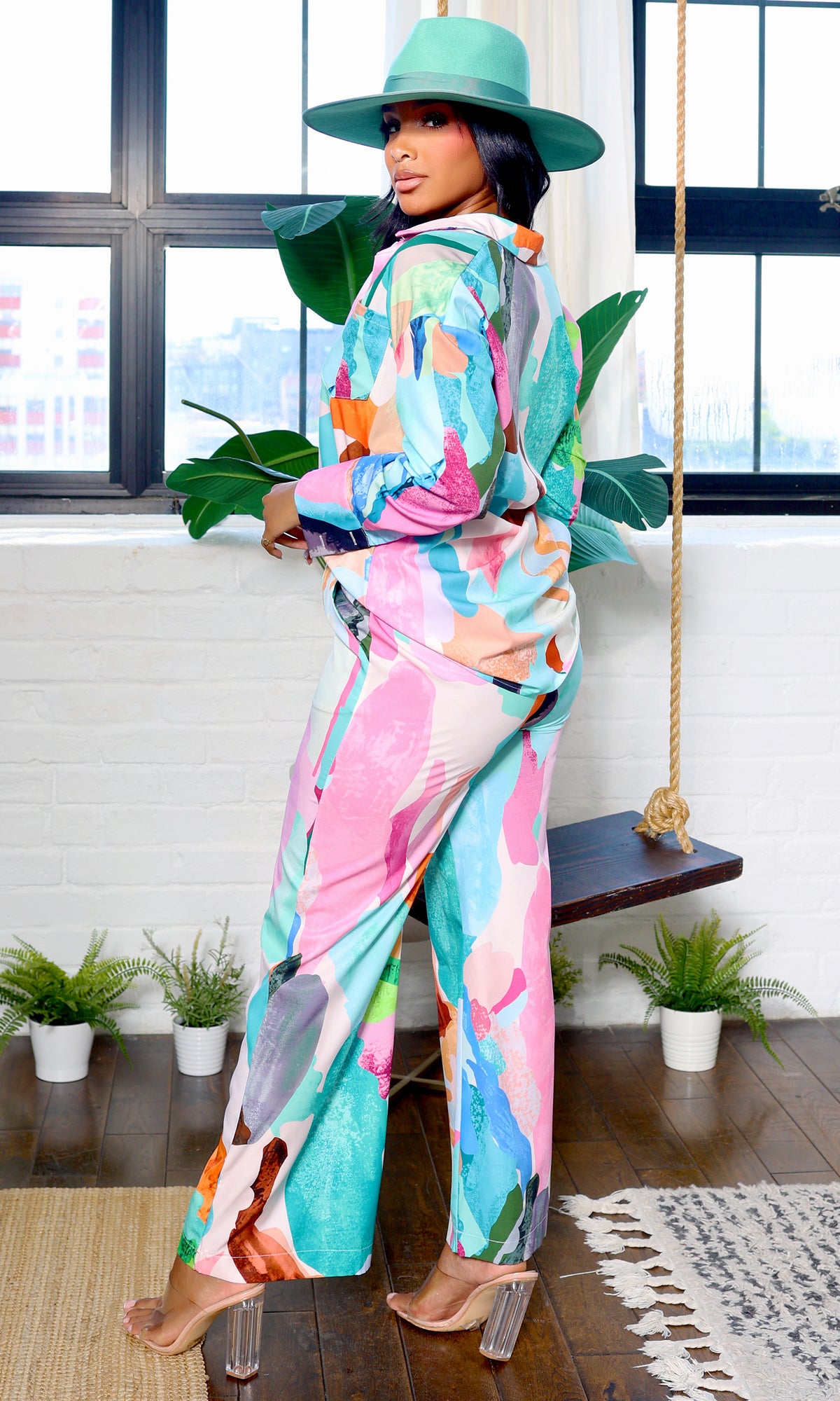 Sofia | Casual Long Sleeve Shirt and Wide Leg Pants Set – Cutely Covered