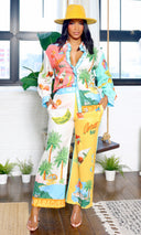 Mia | Tropical Satin Women's Pant Set PREORDER - Cutely Covered