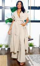 Lucy | Short Sleeve Trench Top & Pants Set - Oat FINAL SALE - Cutely Covered