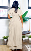 Lucy | Short Sleeve Trench Top & Pants Set - Oat FINAL SALE - Cutely Covered