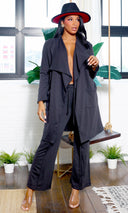 Classic Chic | Lapel Cardigan & Pants Set - Black FINAL SALE - Cutely Covered