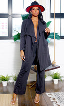 Classic Chic | Lapel Cardigan & Pants Set - Black FINAL SALE - Cutely Covered