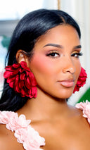 Blooming Petal Majesty Earrings - Red Burgundy - Cutely Covered