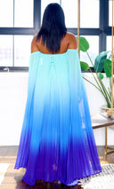 Leah | Off-Shoulder Maxi Cape Dress - Teal Ombre - Cutely Covered