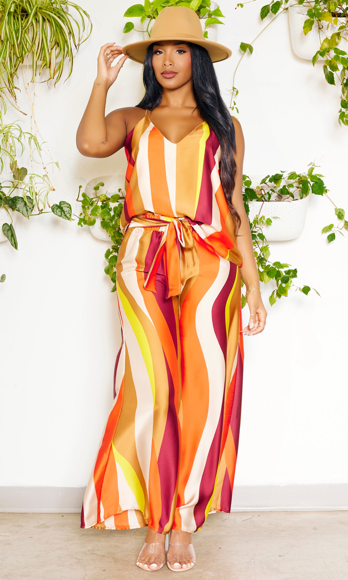 Vibrant Layers | Silky Shirt and Pants Set - Multi Orange - Cutely Covered