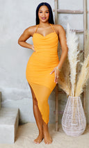Sapphire Blooms | Knit Backless Midi Dress - Orange - Cutely Covered