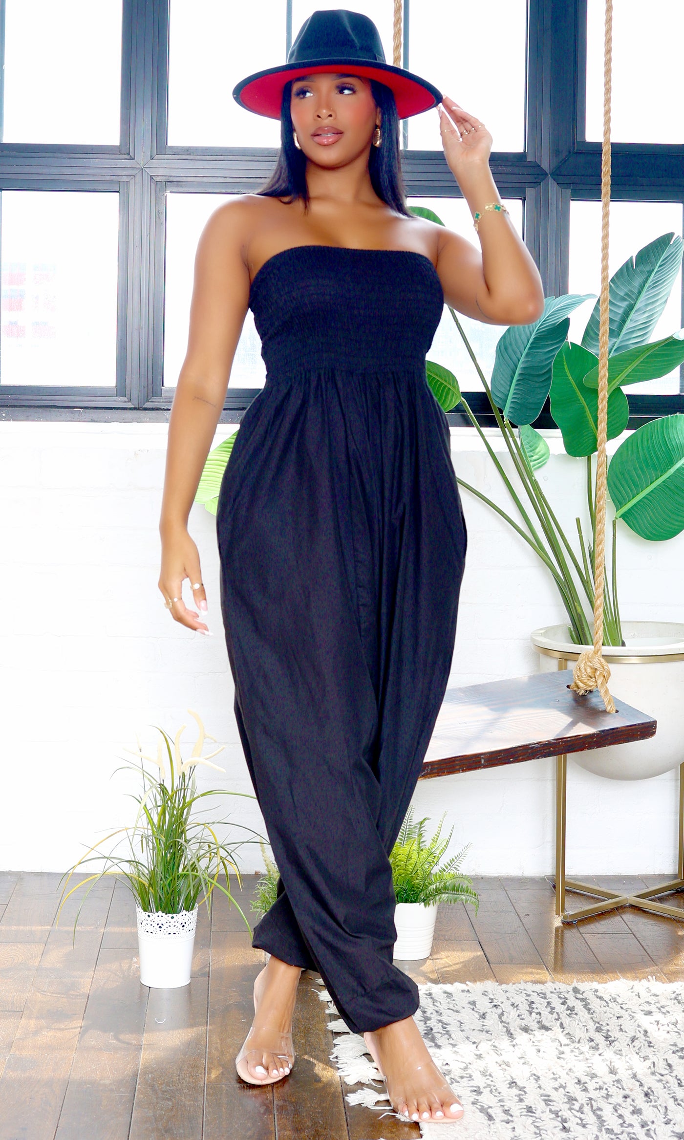 Ella | Strapless Harem Jumpsuit - Black