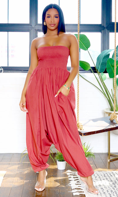 Ella | Strapless Harem Jumpsuit - Rose Pink