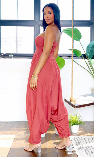 Ella | Strapless Harem Jumpsuit - Rose Pink