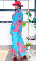 Lainey | Belted Floral Jumpsuit - Blue/Pink FINAL SALE - Cutely Covered