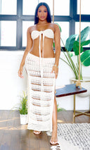 Eleanor | Bandeau Bikini & Crochet Cover-Up Skirt Set - Tan - PREORDER - Cutely Covered