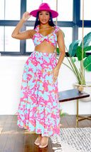 Avery | Ruffle Bikini & Skirt Cover-Up Set - Pink Blue - PREORDER - Cutely Covered