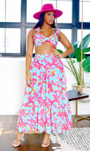 Avery | Ruffle Bikini & Skirt Cover-Up Set - Pink Blue - PREORDER - Cutely Covered