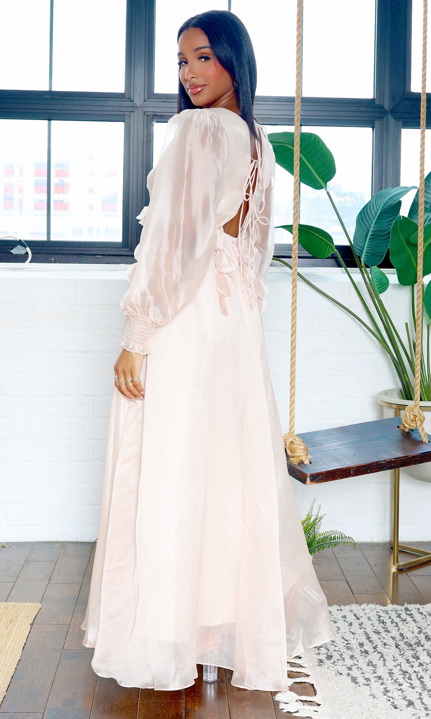 Zoey |  V-Neck Maxi Dress  - Blush FINAL SALE