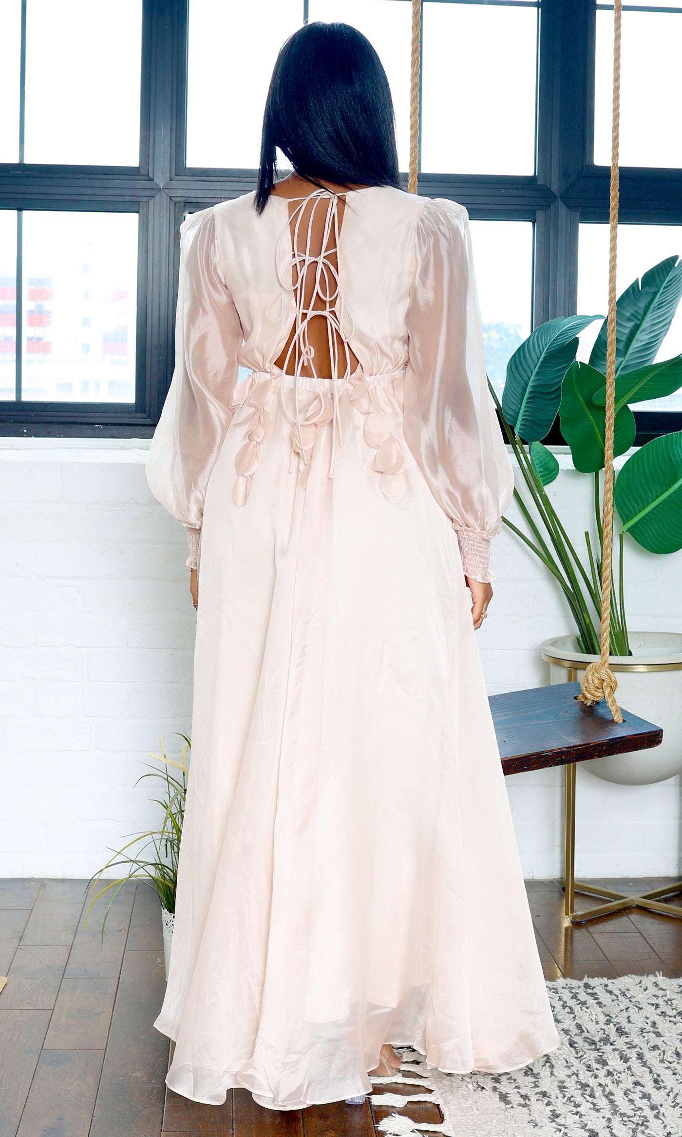 Zoey |  V-Neck Maxi Dress  - Blush FINAL SALE