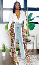 Naomi | Denim Leopard Pants - Cutely Covered