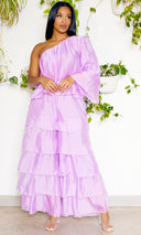 One Shoulder Tiered Organza Set | Lilac - Cutely Covered