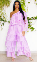 One Shoulder Tiered Organza Set | Lilac - Cutely Covered