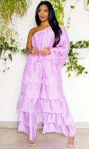 One Shoulder Tiered Organza Set | Lilac - Cutely Covered
