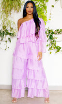 One Shoulder Tiered Organza Set | Lilac - Cutely Covered