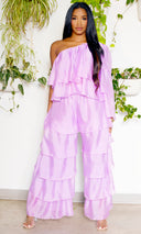 One Shoulder Tiered Organza Set | Lilac - Cutely Covered