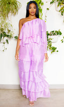 One Shoulder Tiered Organza Set | Lilac - Cutely Covered