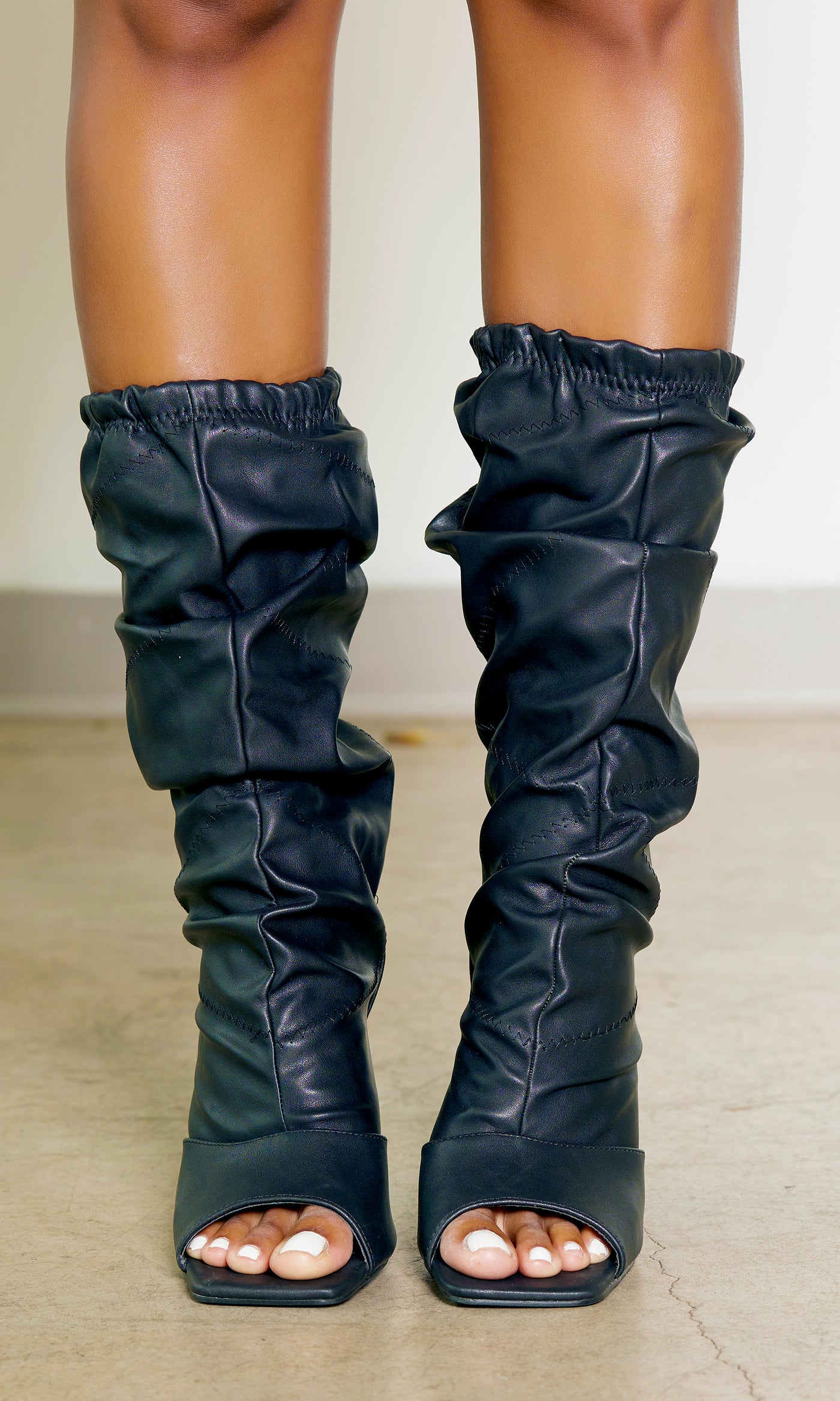 Open toe black booties Clearance